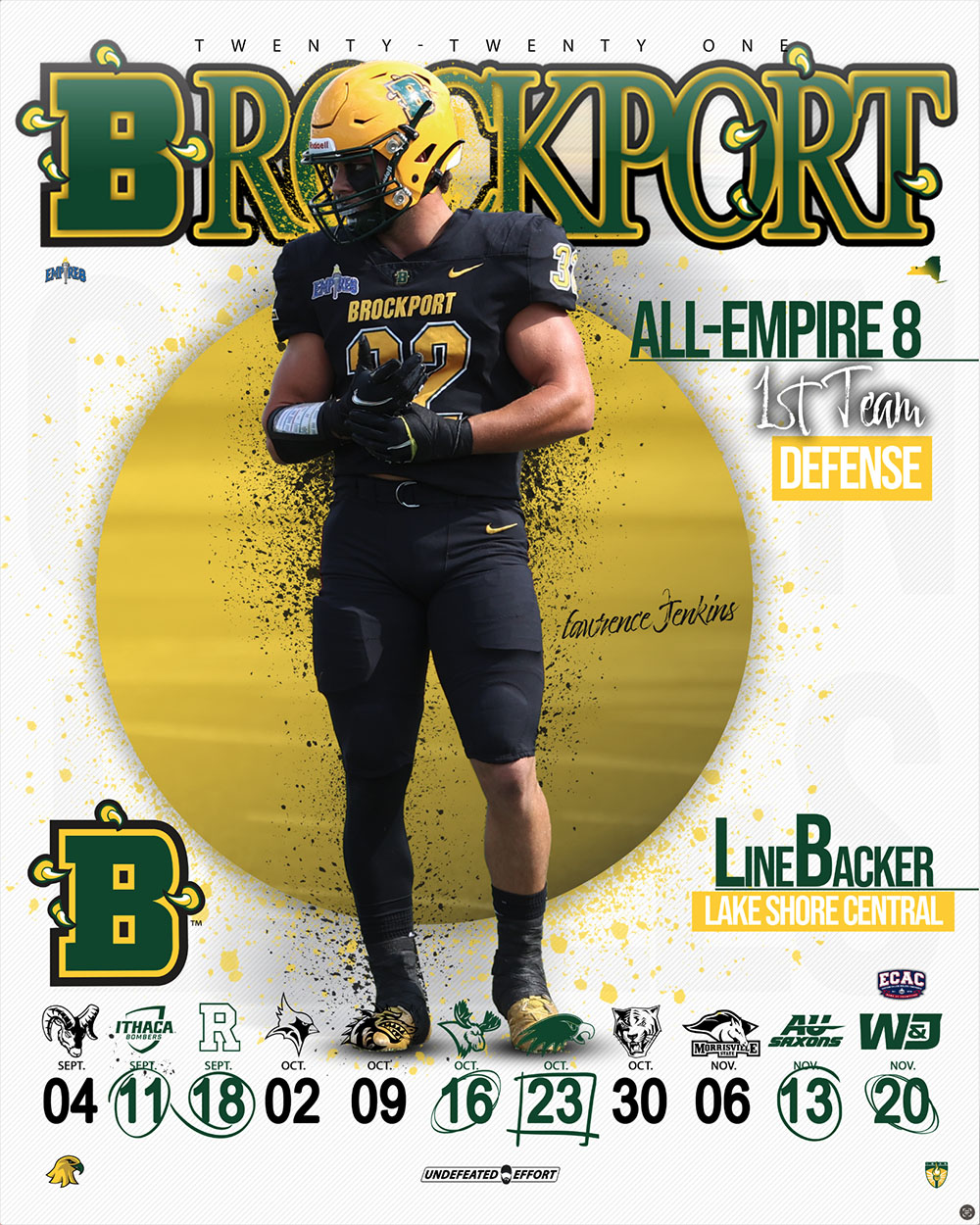Lawrence Jenkin's poster for Brockport Football 2021