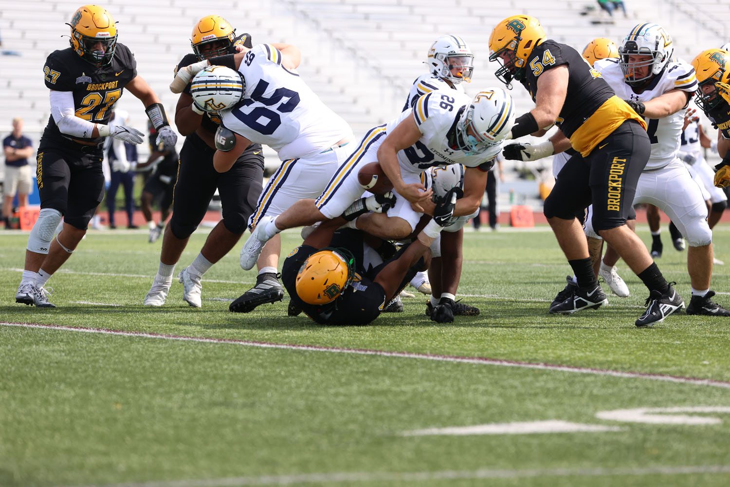 Brockport Defense causing a fumble by Lycoming
