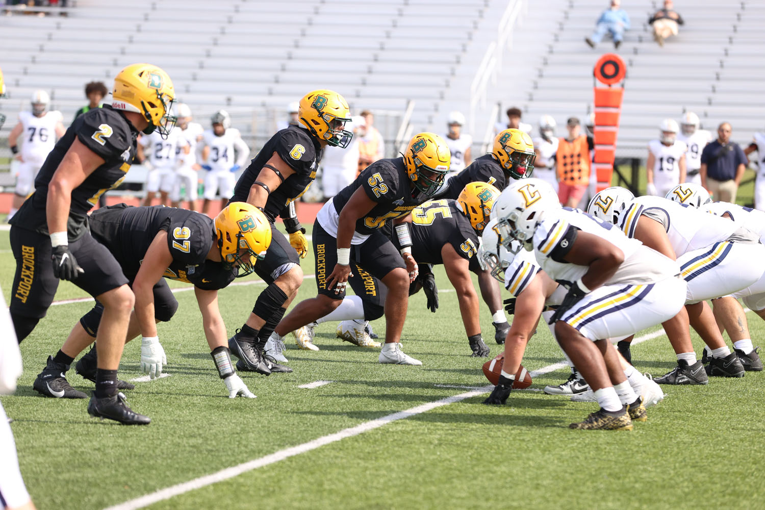 The Brockport defense ready and set for the play