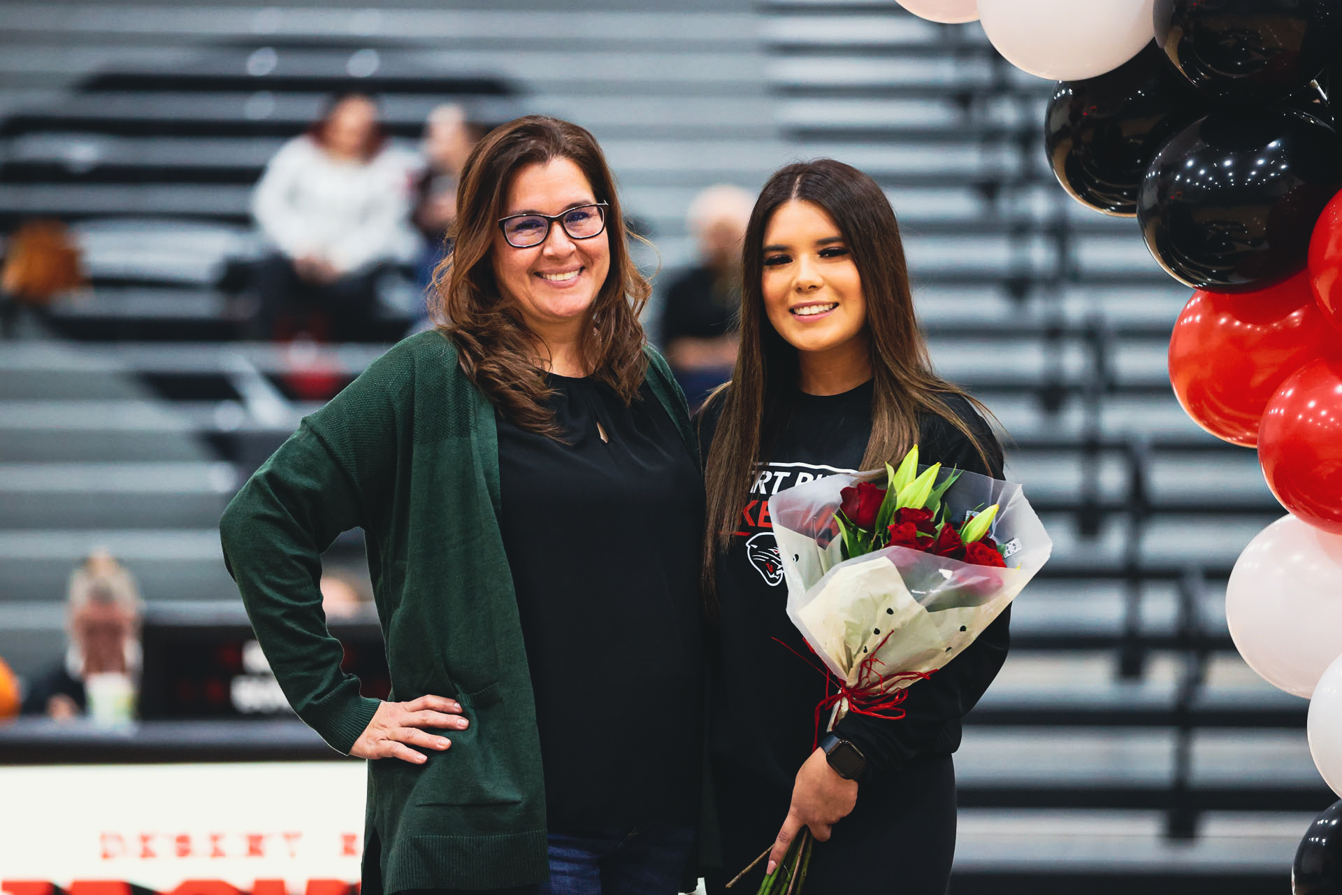 DRHS Basketball Team Manager with her mother