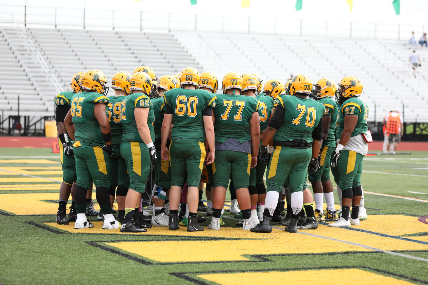 Offensive Lineman before the game against Morrisville