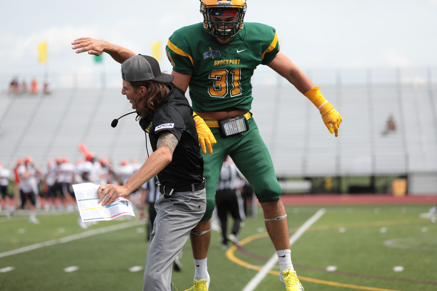 Matt Arita and David Blahowicz celebrating a turnover against Hobart