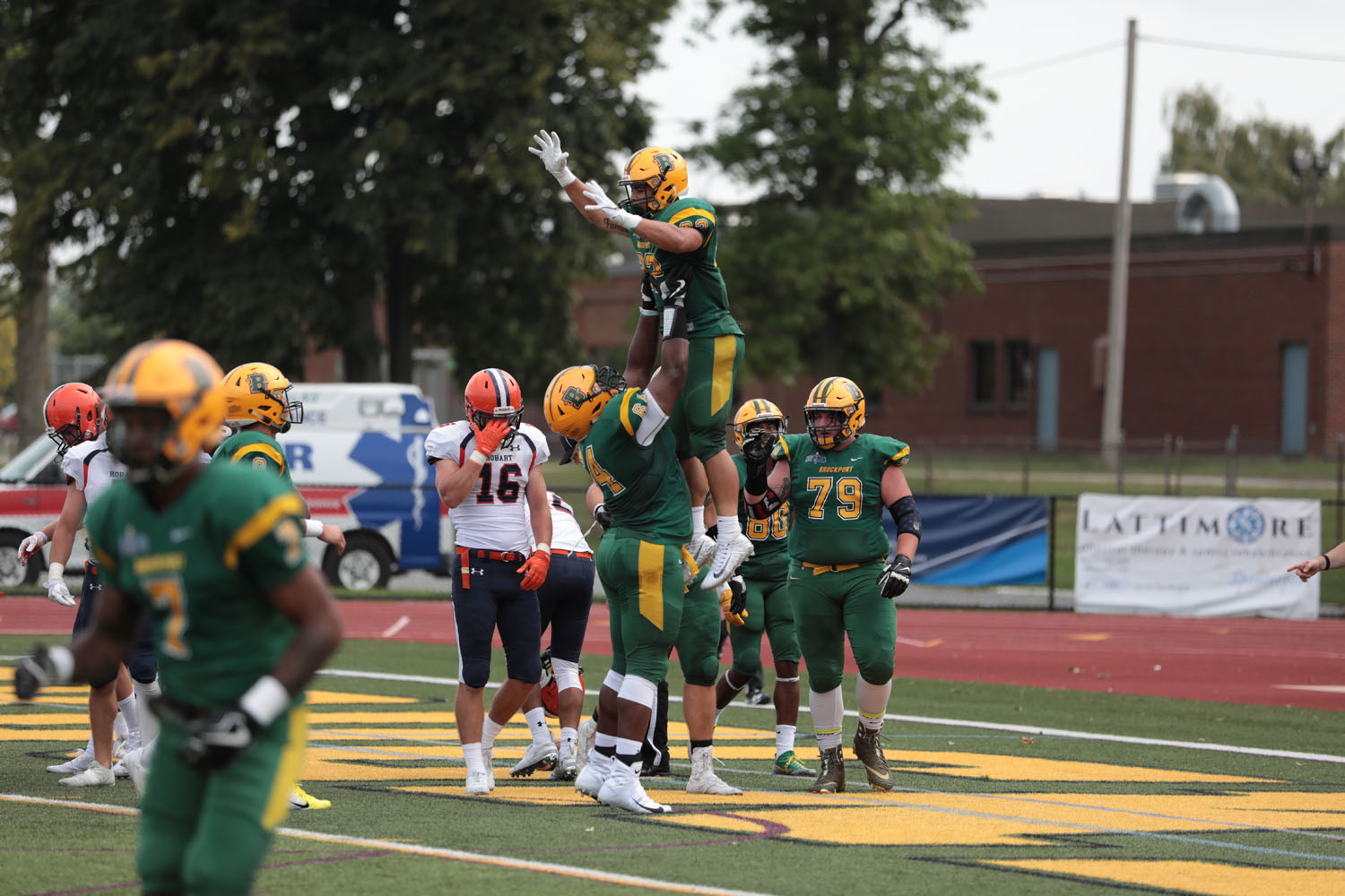 Justin Morrison and Caleb Ferdilus celebrating a Touchdown