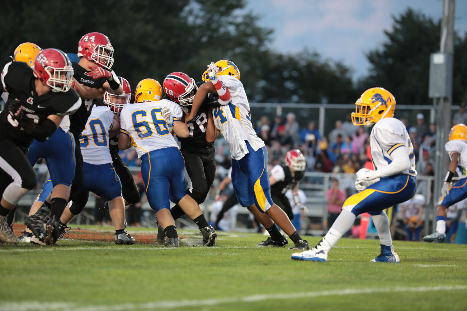 Lancaster Defense working to get into the backfield