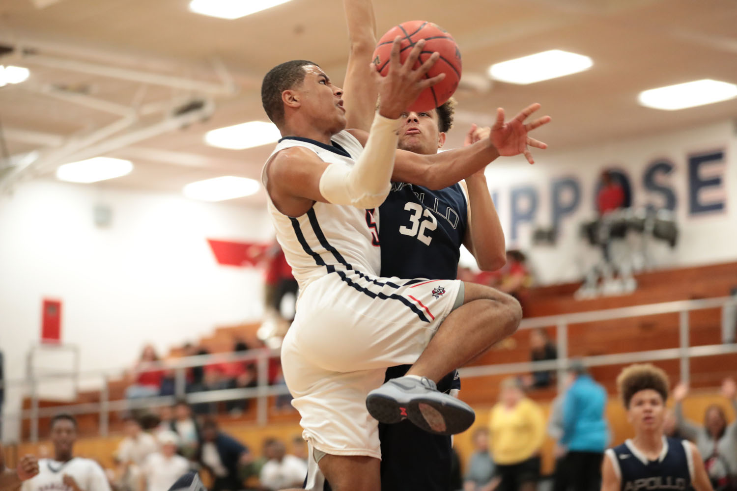 Lawrence Charles going strong to the hoop