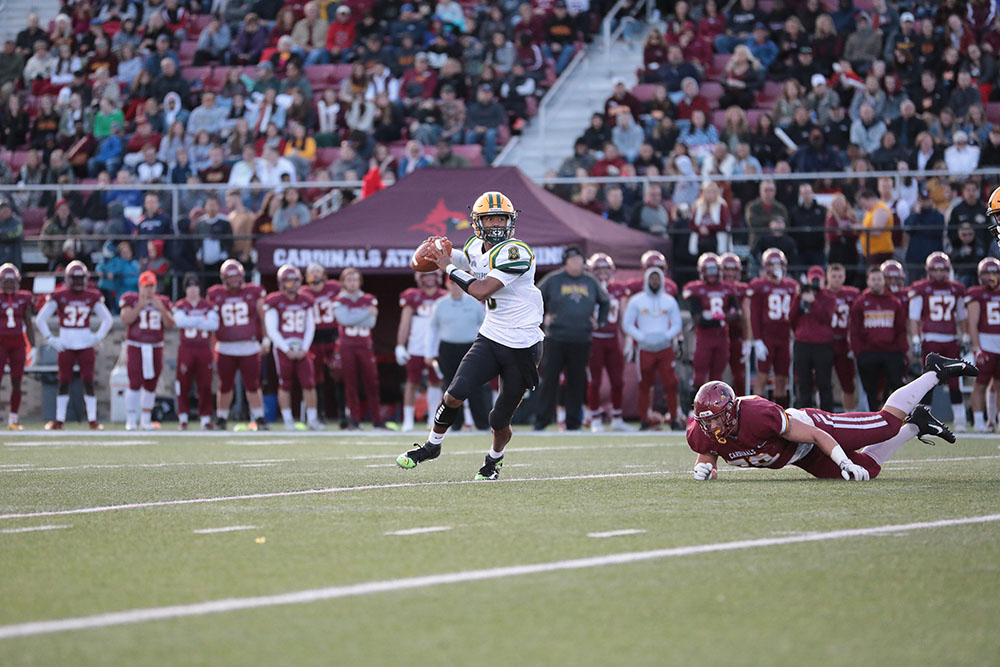 Brockport QB looking long with the pass