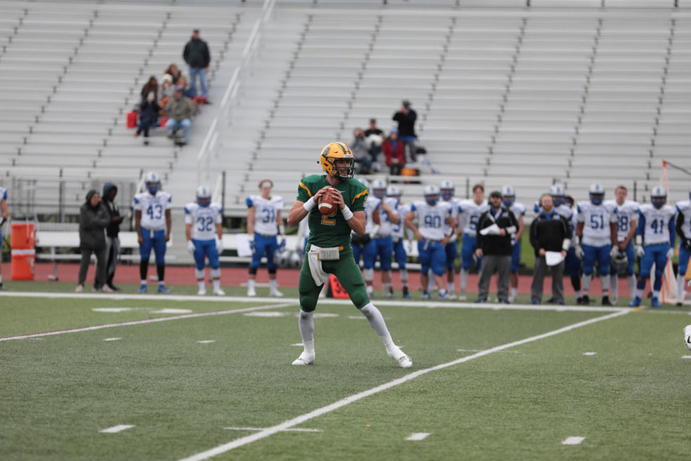 Jason Hellwig looking to pass the ball