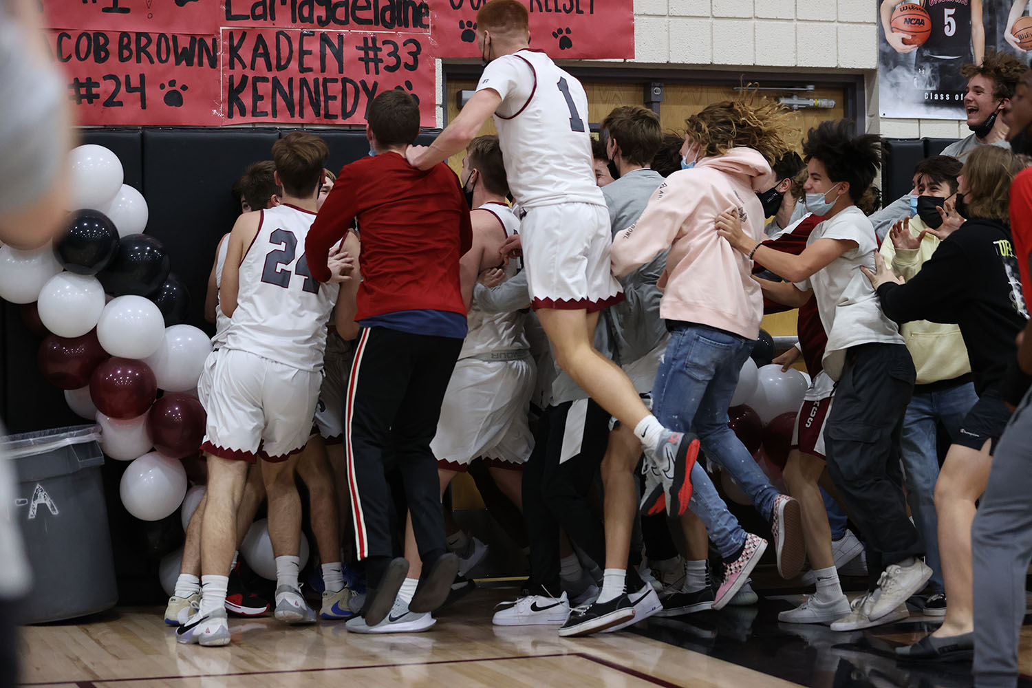 Celebration on a last second shot to win the game!