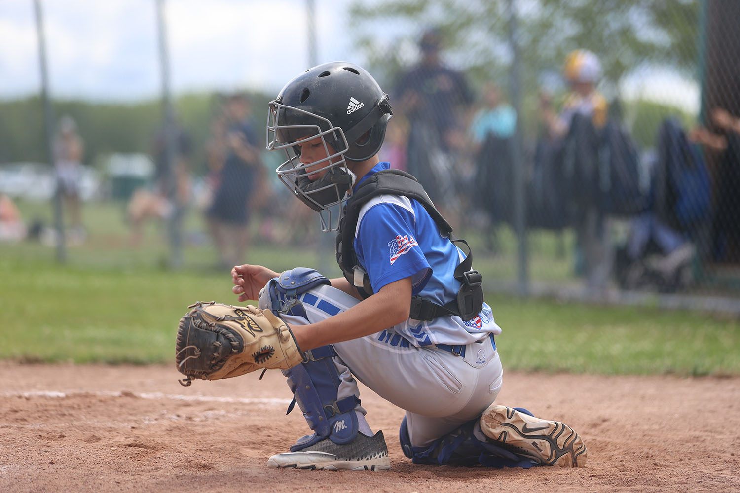 Evan playing catcher for the Rockhounds