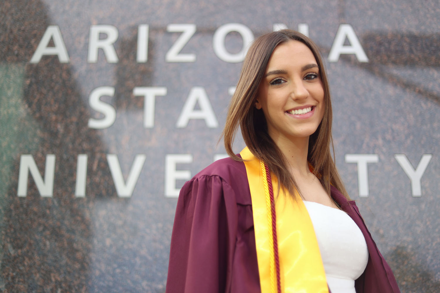 Kaylin sitting on the ASU Campus