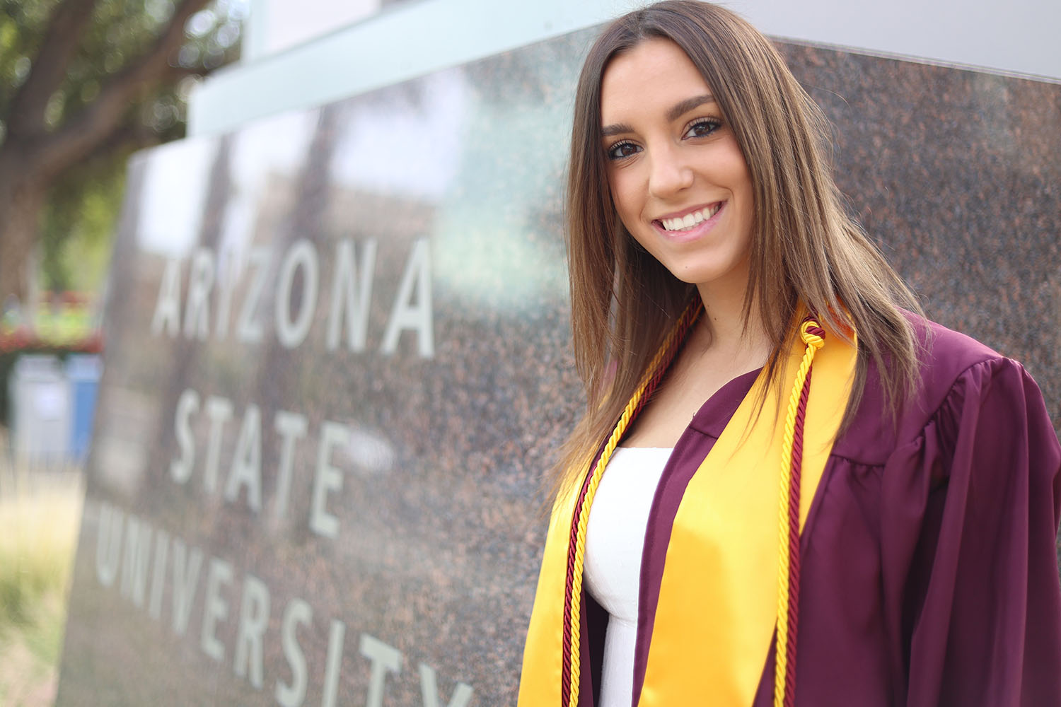 Kaylin in front of ASU Sign