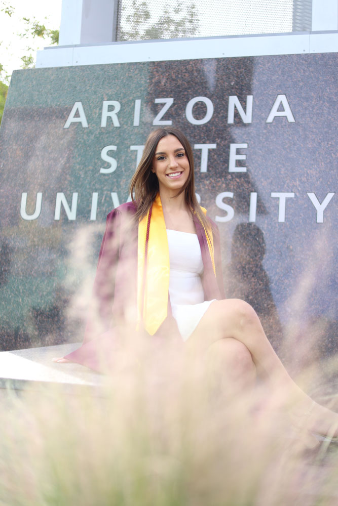 Kaylin sitting on the ASU Campus