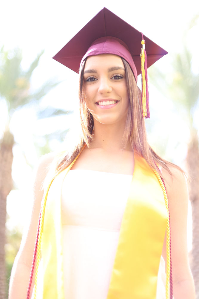 Kaylin wearing her cap before graduation