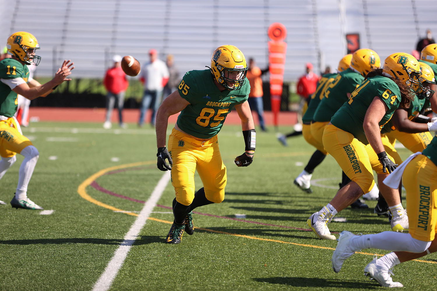 James A. running to the endzone to look for a pass