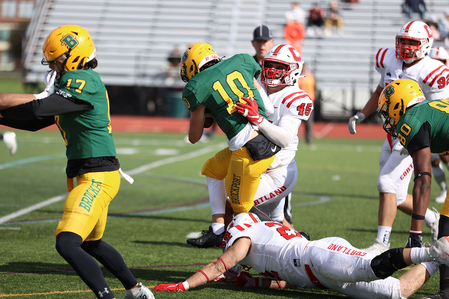 Brockport QB ran around the corner to pick up yards