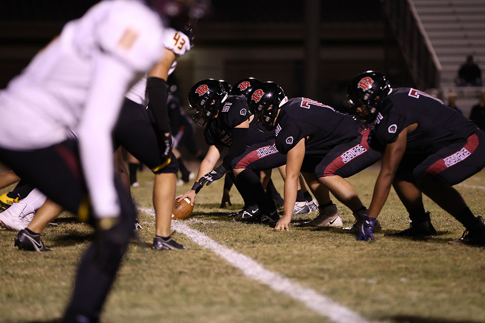 The DRHS offensive line ready for the play