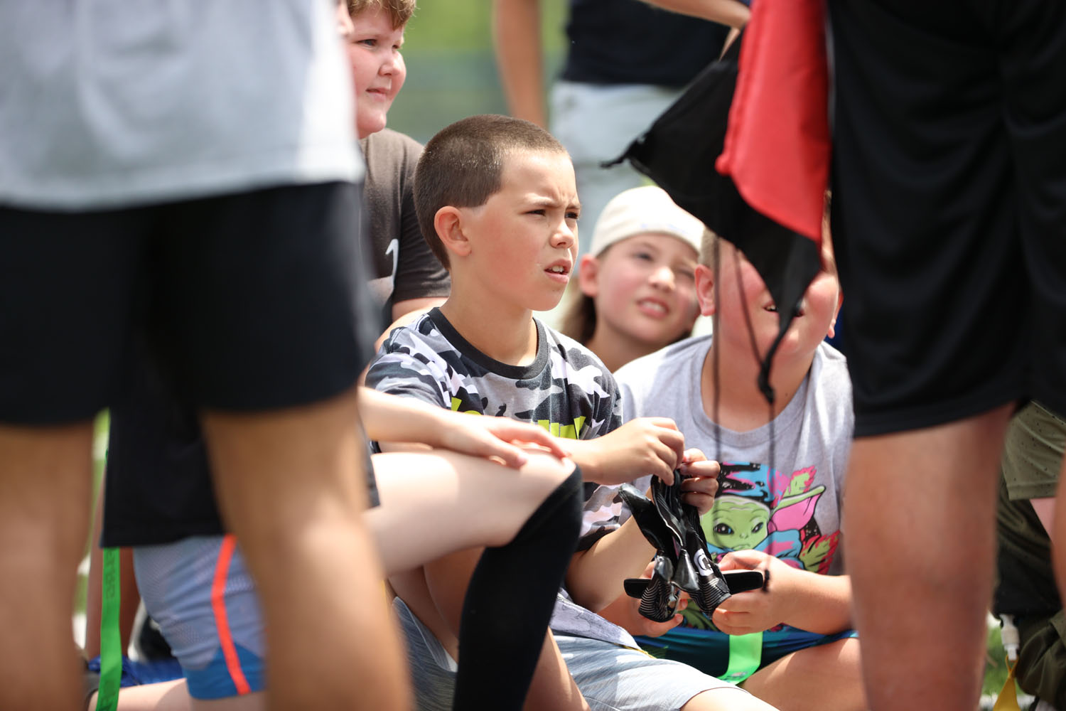 Camper focused on the speaker