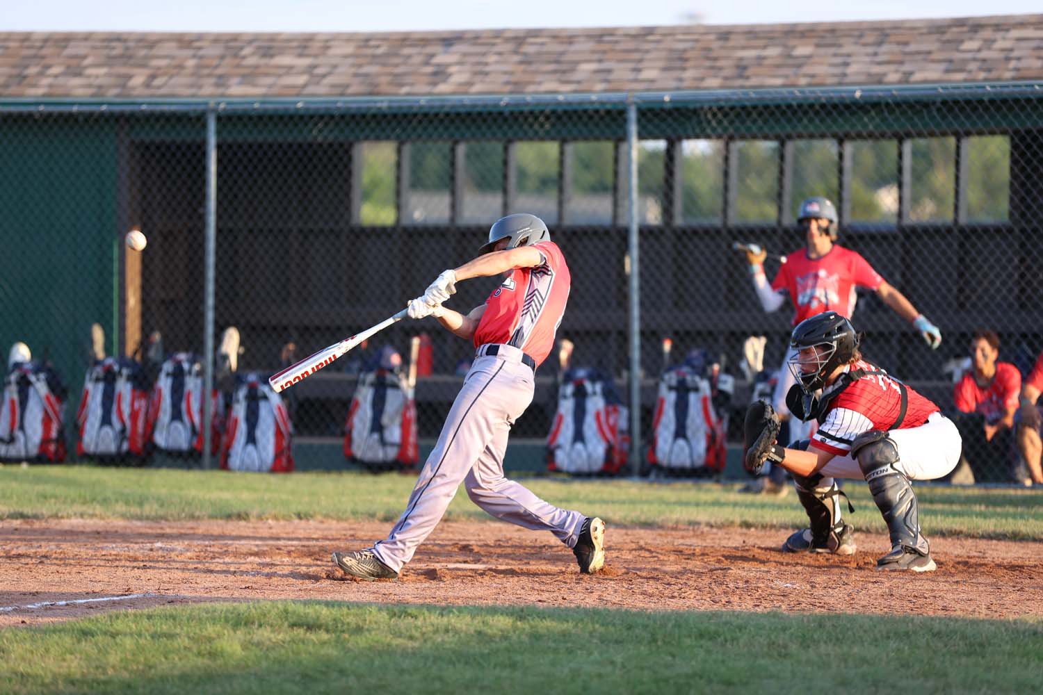 Brendan hitting the ball to left field