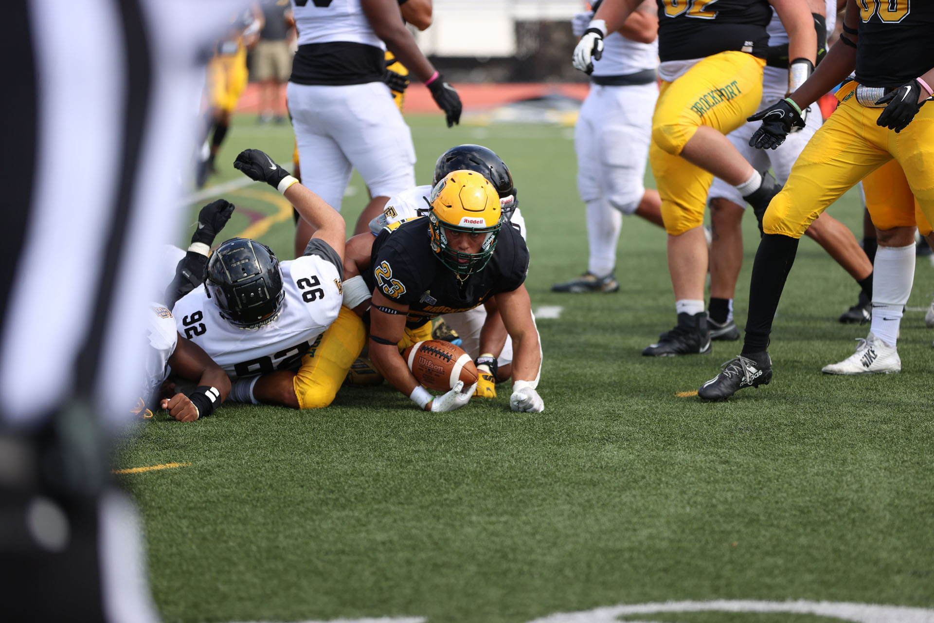 Brockport vs Framingham State- RB Fontanarosa looking up after being tackled