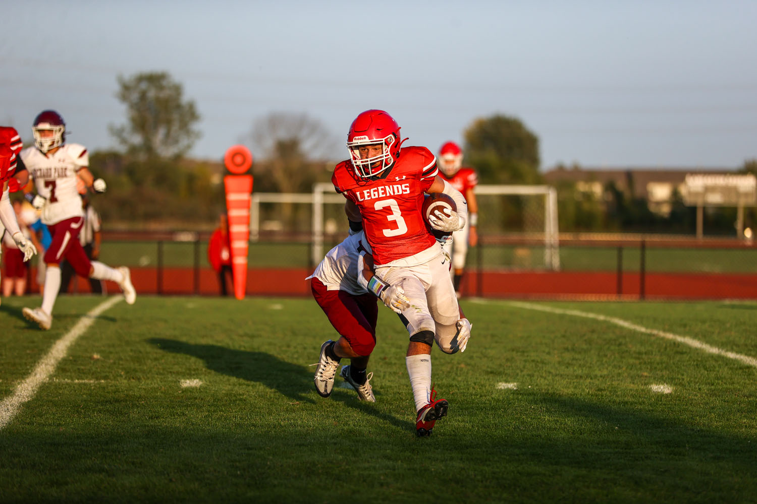 Running Back trying to break free and hit open space