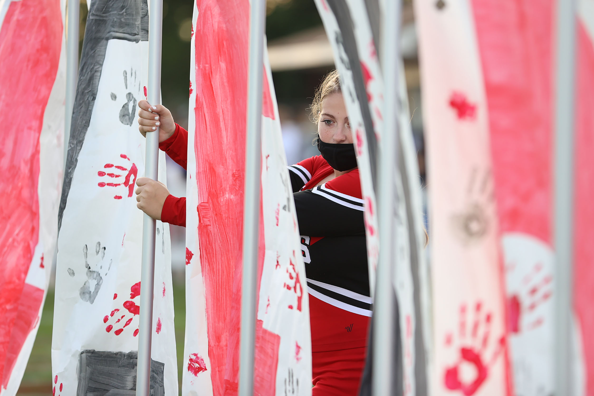 Lancaster Cheerleader getting ready for the team to be called out