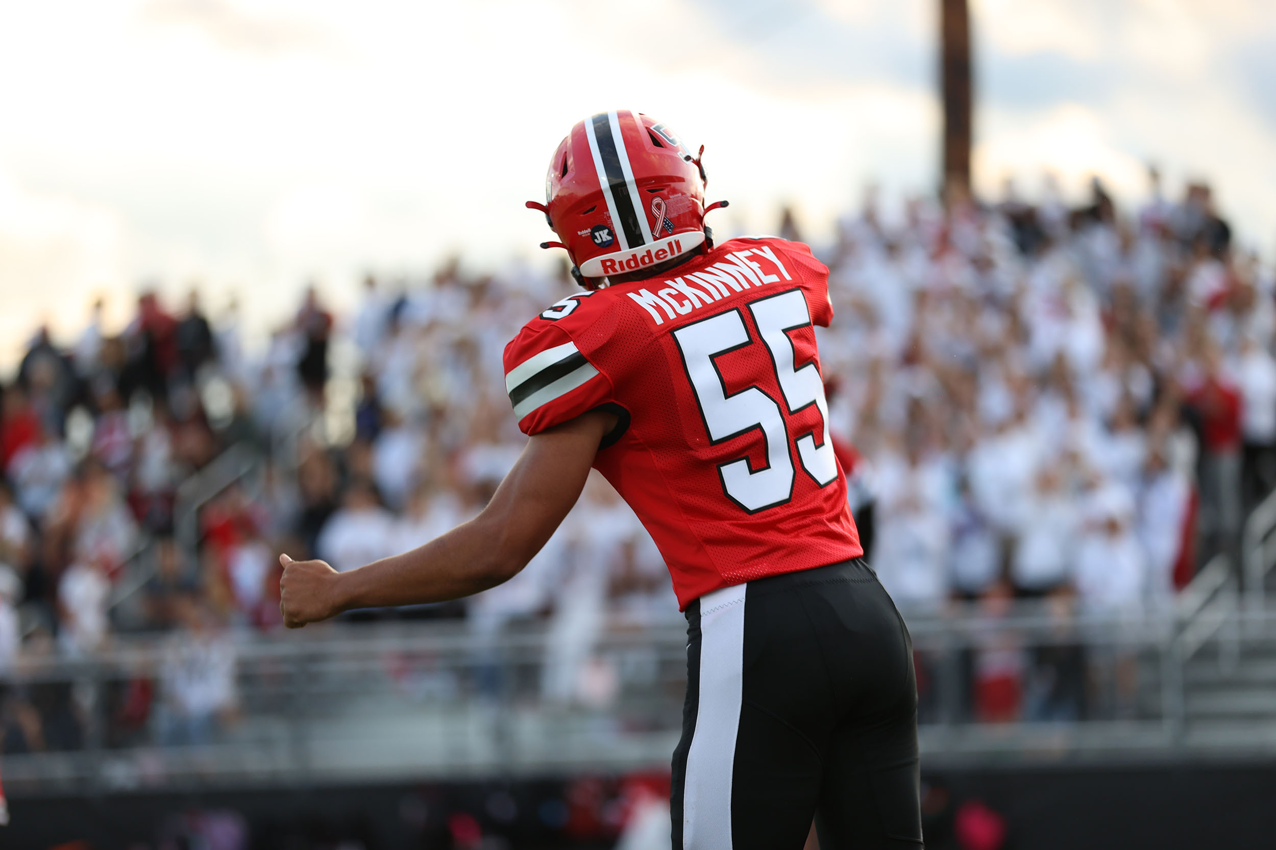 Mckinney making his entrance before the Lancaster/Hutch Tech game