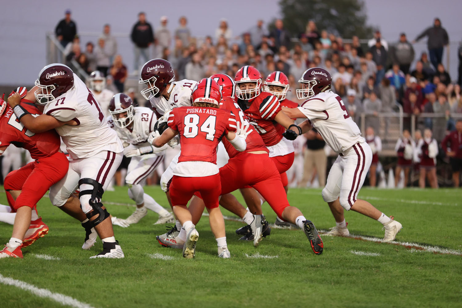 Lancaster trying to make the tackle against OP