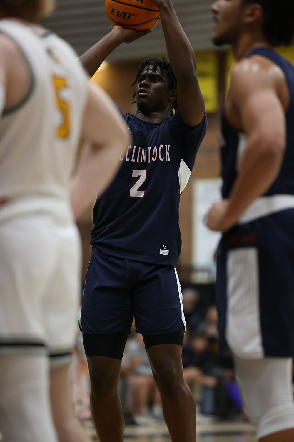 Scroggins at the line putting up a free throw