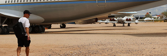 Mike in front of the former Air Force 1 Airplane