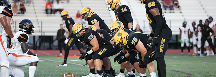 Brockport OL getting ready for the play