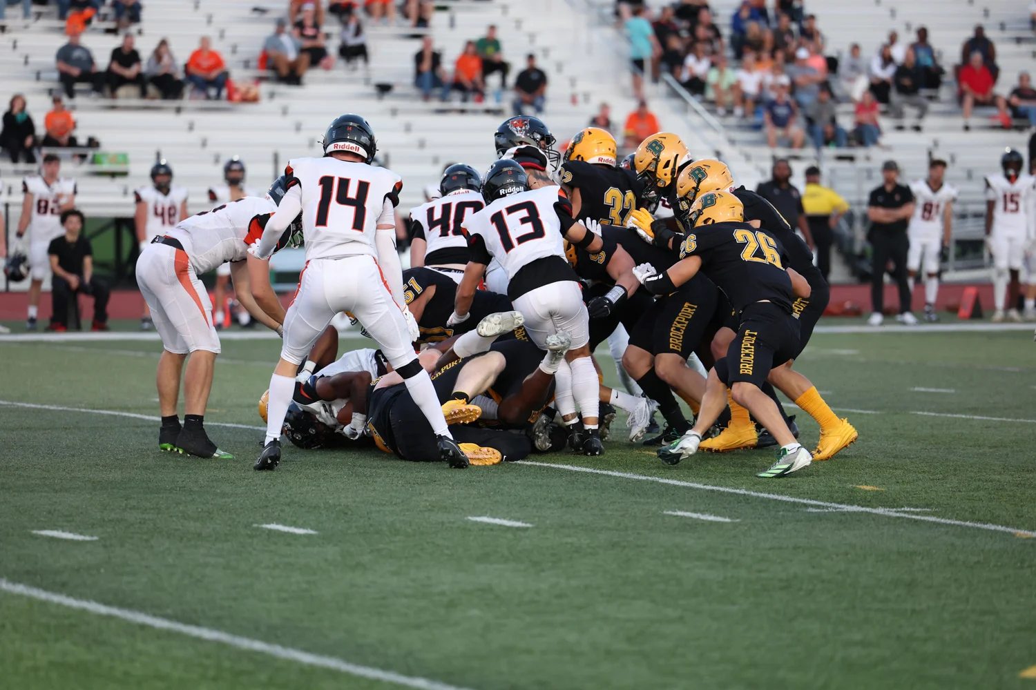 Brockport with the gang tackle against Buffalo State