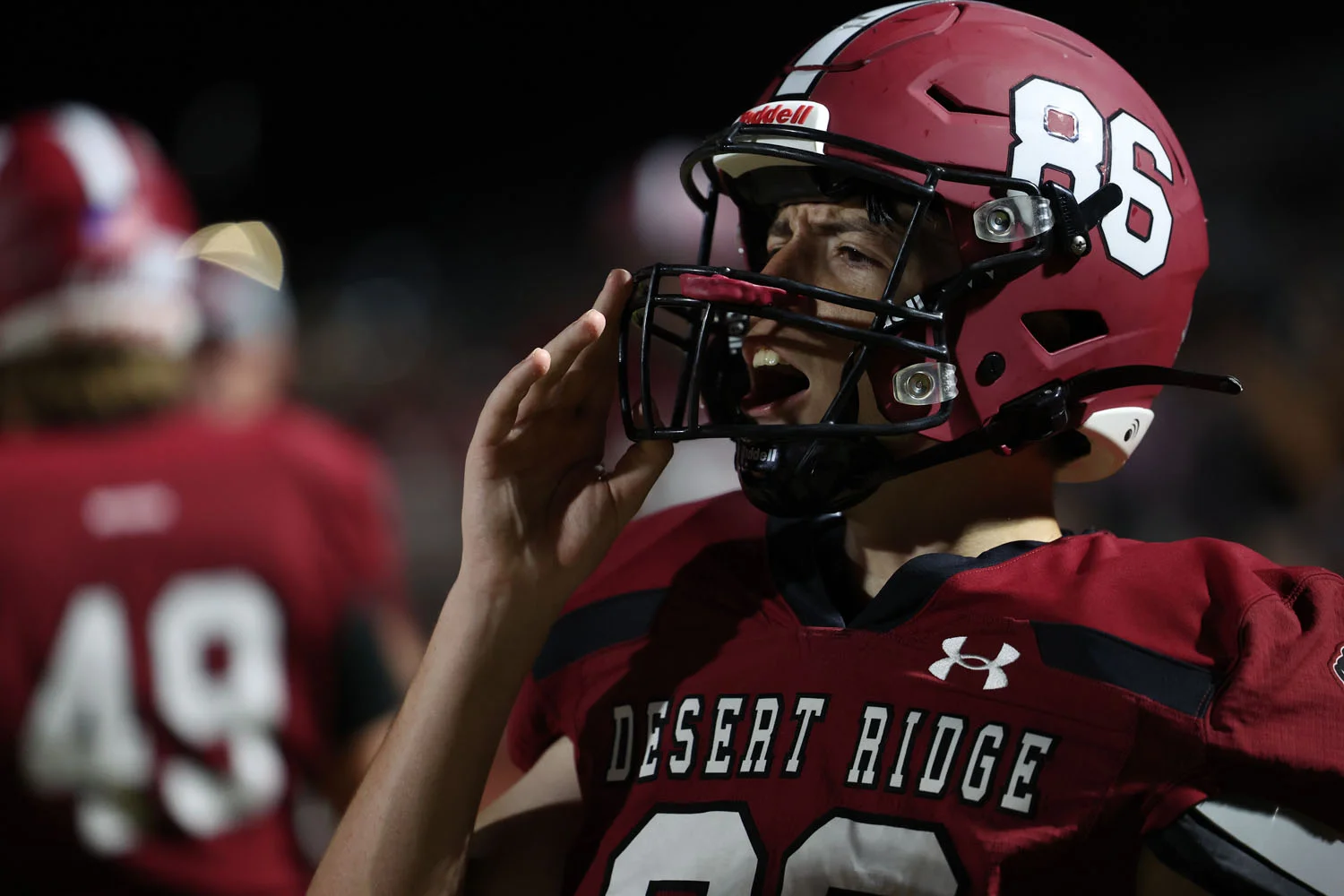 DRHS player cheering on the team