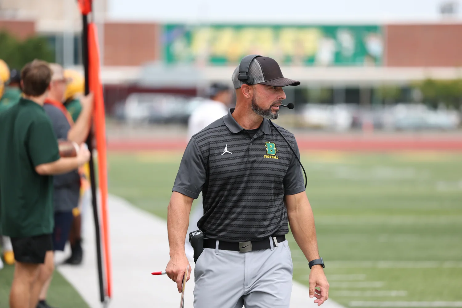 Coach Mangone roaming the sidelines