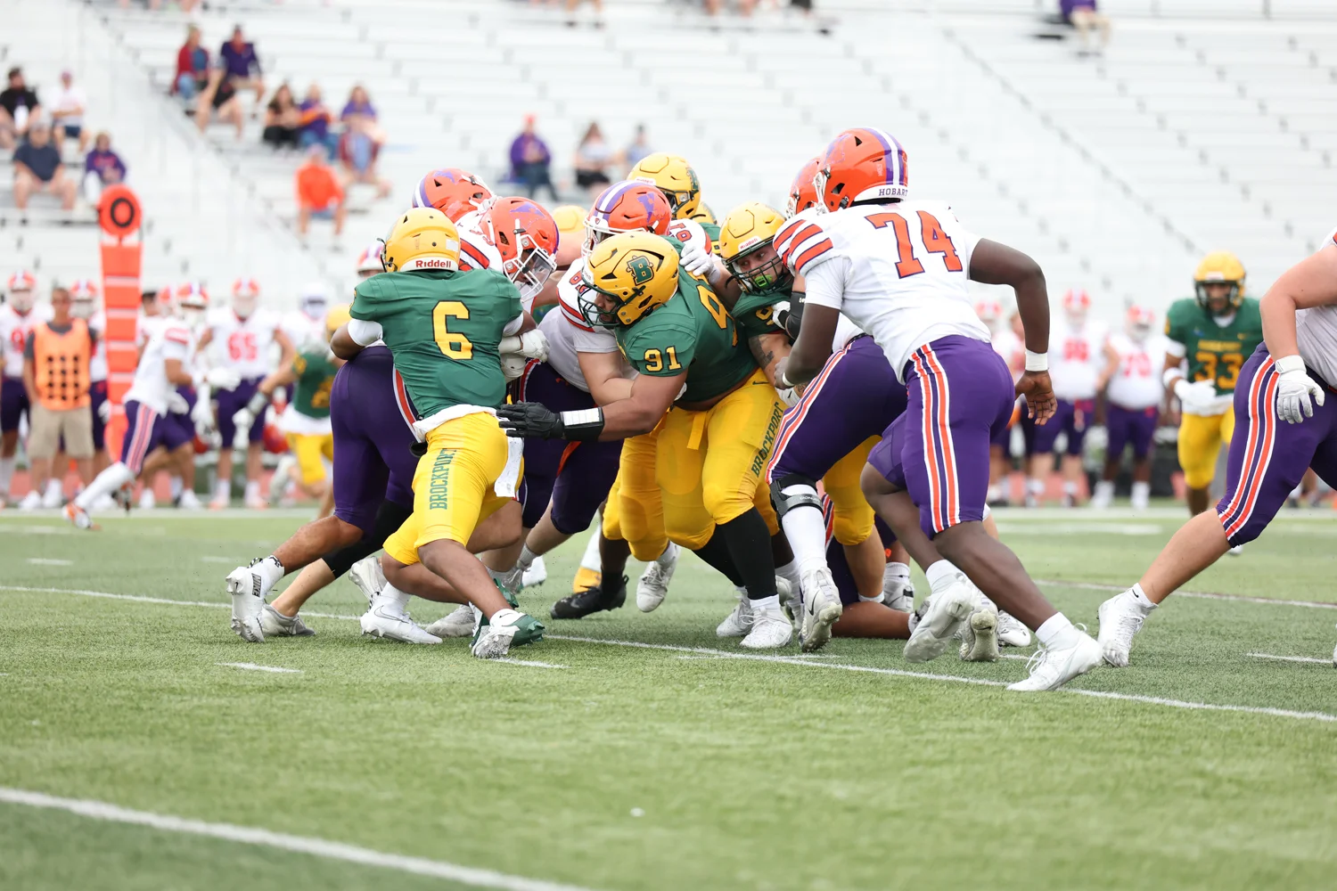 Brockport making a stop against the Hobart Offense