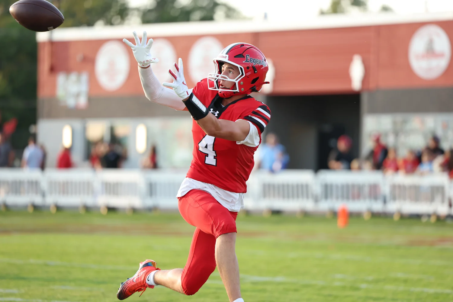 Lancaster WR making a catch in pregame