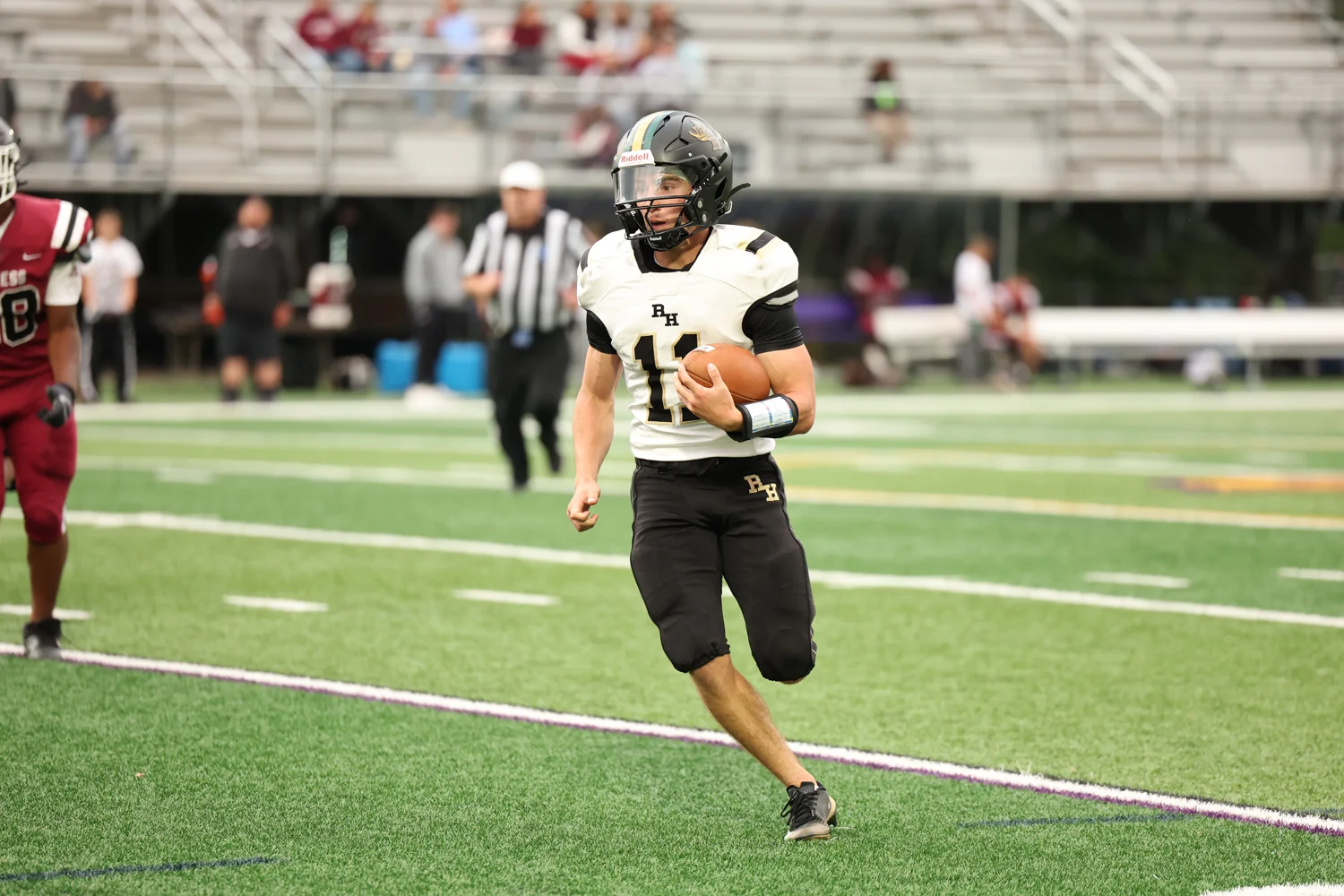 Brendan running after an interception