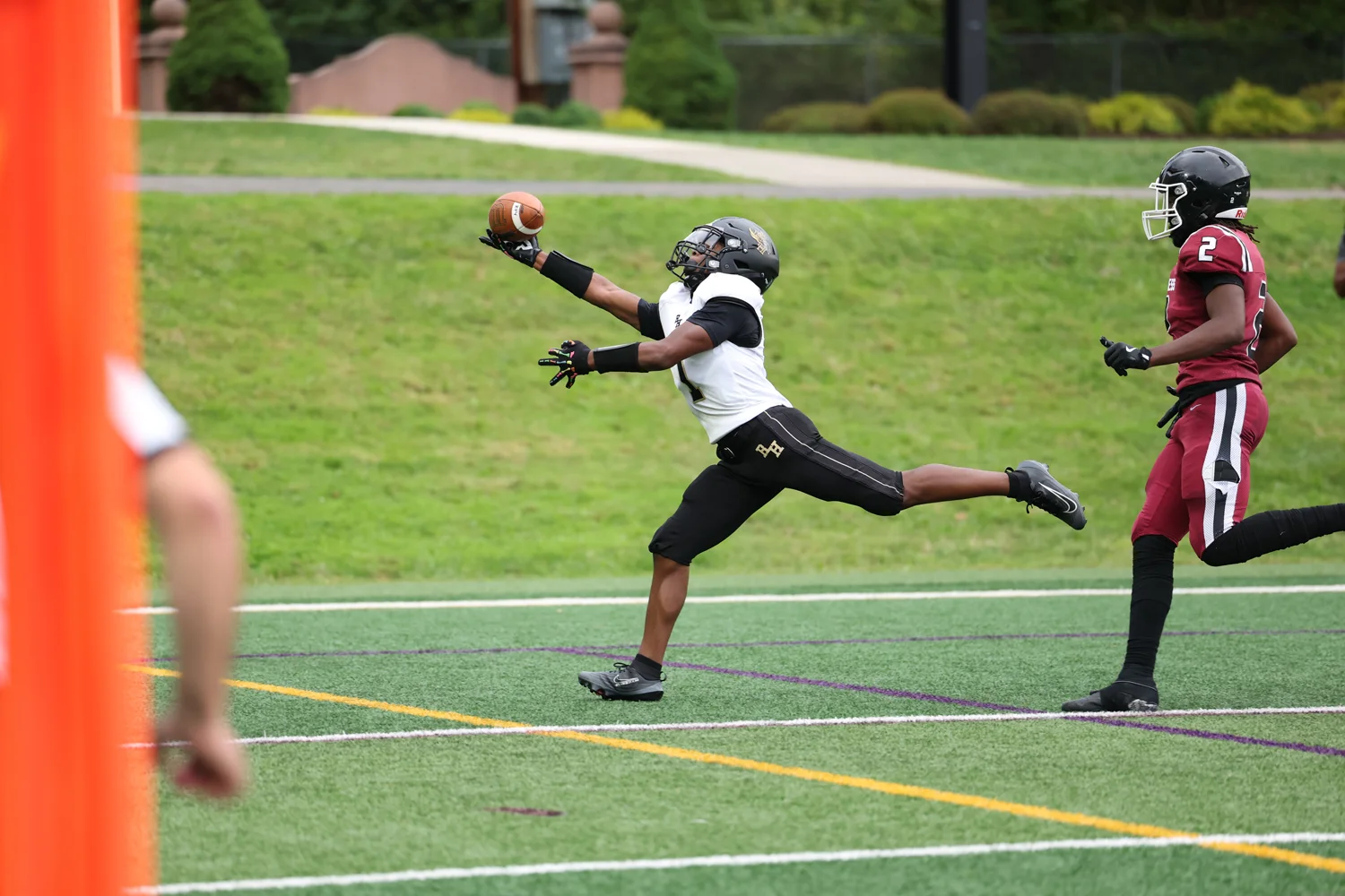 WR streching out for the catch