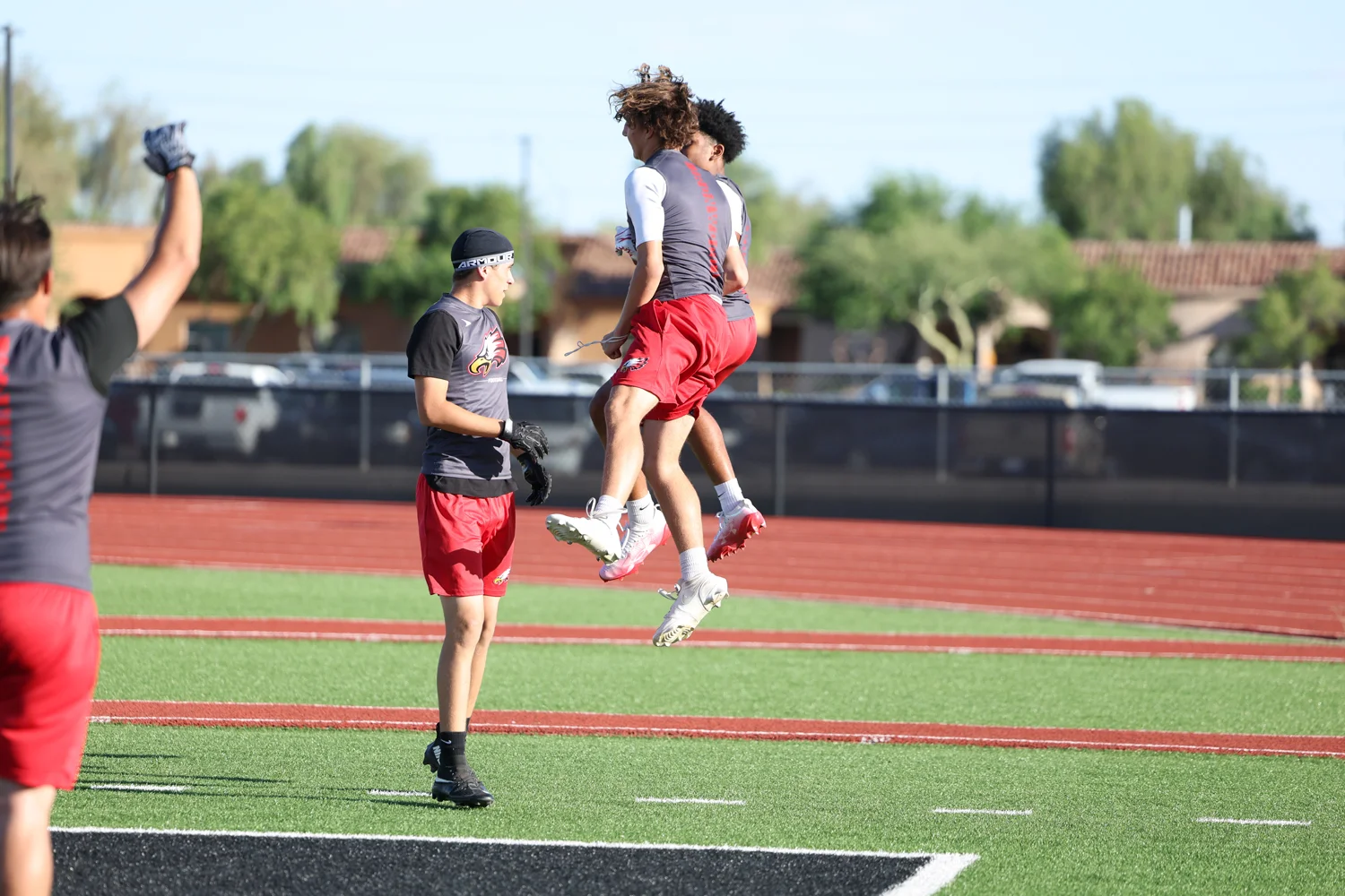 TD celebration after a long pitch and catch
